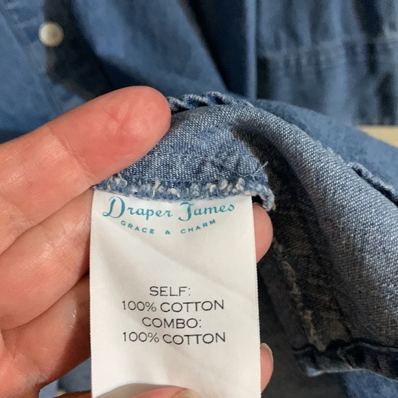 Draper James chambray button front ruffle bottom dress 4 - Picture 5 of 5